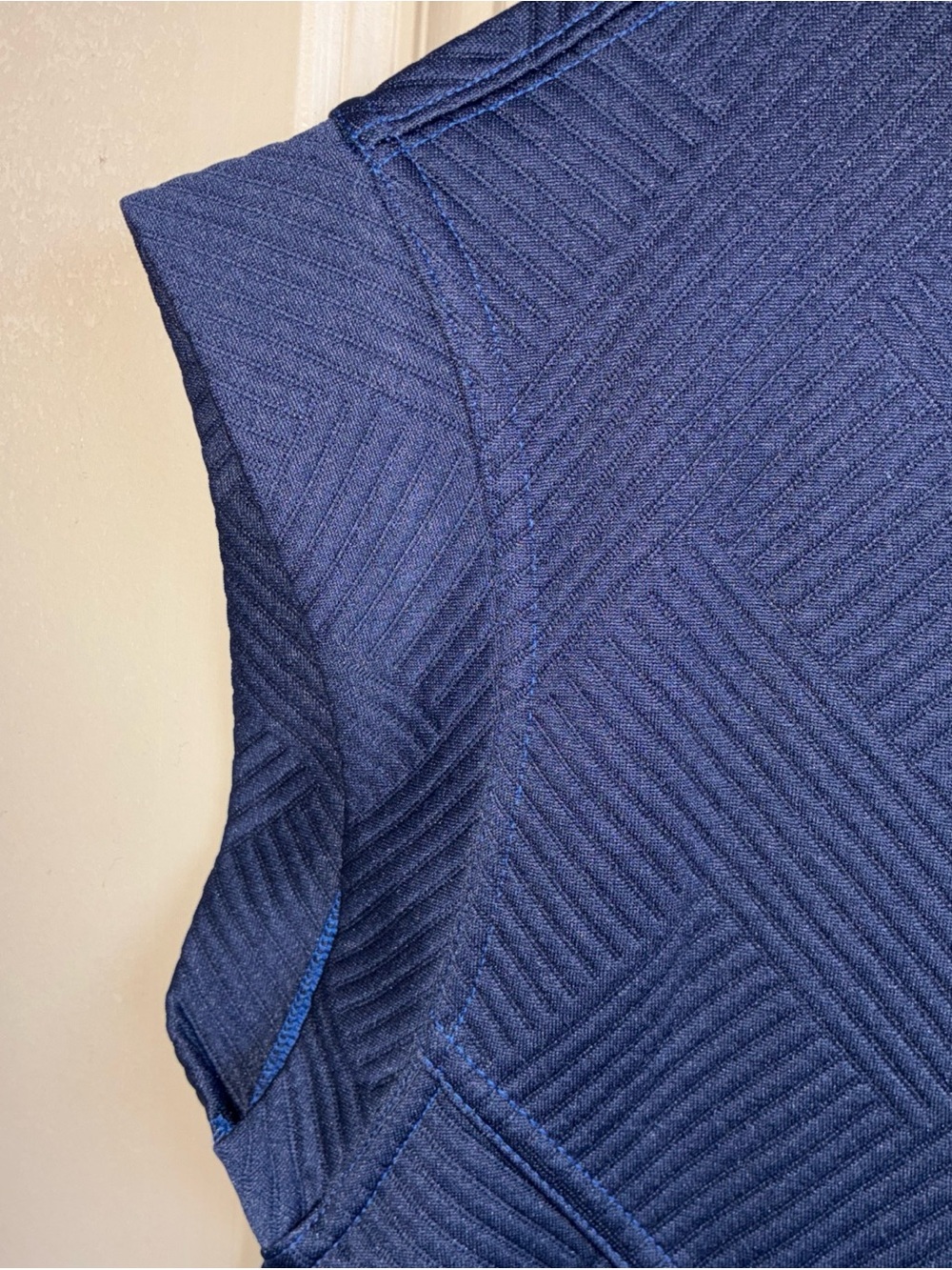 Zenana Outfitters Navy Textured Mini Dress with Gold Zip - Picture 3 of 7